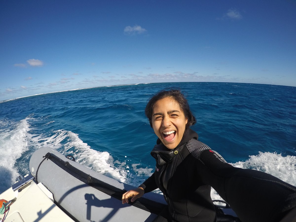 Kimi Worrell selfie in a boat