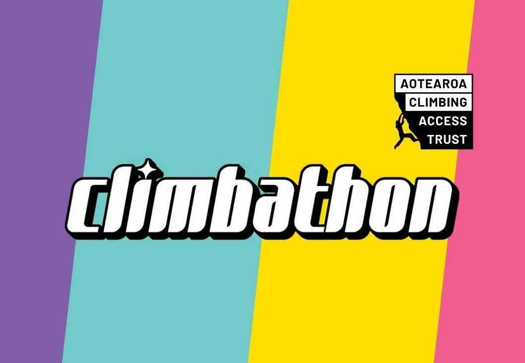Image of Climbathon text on rainbow background